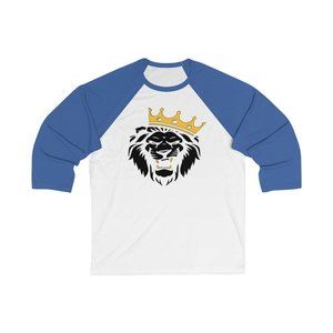 SBC Black & Gold Lion Unisex 3/4 Sleeve Blue Baseball Tee